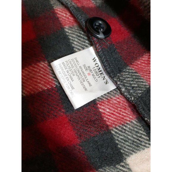 Woolrich Shirt Womens Medium Jacket Full Zip Plaid Ladies Shacket Red Black - Picture 5 of 9